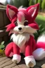 Placeholder: a alive pink, white and red kemono furry fox fursona plushie