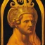 Placeholder: Portrait of Lucifer symmetric with golden crown