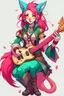 Placeholder: Teenaged Female kitsune paladin/bard with red, teal, and pink hair