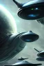 Placeholder: alien SPACESHIPS, clean art NFT,