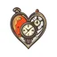 Placeholder: Heart of a time machine icon, warning sign.