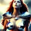 Placeholder: Epic full body picture portrait of busty atletic young beautiful Red Sonja Luis Royo styles