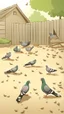 Placeholder: .hunter set a trap for the pigeons. He spread grain on the ground, and when the pigeons came to eat it, they got caught in the trap.