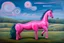 Placeholder: strange Big pink plastic horse.19th painting