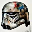 Placeholder: photorealistic star wars helmet with weathered painting , illustration on coarse canvas by <agnes cecile> and <Yoji Shinkawa>, ornate and intricate details , soft smooth lighting, concept art,