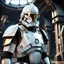 Placeholder: star wars bald male corellian pilot wearing pearlescent black and gunmetal grey First Order special forces heavy assault stealth commando armor and helmet with gold trim inside the jedi temple, hyperdetailed, dynamic lighting, hyperdetailed background, 8k resolution, volumetric lighting, light skin, fully symmetric details