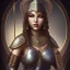 Placeholder: arab girl warrior sexy black hair deep cleavage ornate metal armour peacock feathers