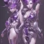 Placeholder: Detailed cute anime Kunoichi girl, purple hair buns, purple bangs, black latex bodysuit, intricate details, full body portrait, keep head in frame, slight smile, black Japanese motif, concept art, highly detailed, digital painting, concept art, sharp focus, illustration, art by Yoji Shinkawa, WLOP and greg rutkowski and alphonse mucha and artgerm and yanjun Chen and Junji ito and Makoto Shinkai, HDR, octane render