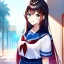 Placeholder: Clear focus, 8k, high quality, detailed, beautiful lighting, girl, vibrant colors, red long hair, vibrant blue eyes, smile, school clothes,