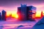 Placeholder: Buildings, ice, sci-fi, epic, sunset