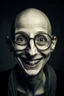 Placeholder: bald dark laugh woman Big eyes glasses