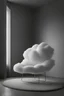 Placeholder: a soft chair that looks like a cloud on a gray background floating in the air with lighting