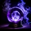 Placeholder: magical crystal ball, surrounded by smokey sorcerous energy, purple lighting, black background
