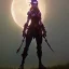 Placeholder: warrior lady under the Moon