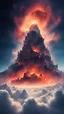 Placeholder: A burning mountain of skulls above the clouds under the galaxies