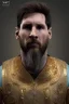 Placeholder: Realistic image, lionel Messi sculpture, white marble material with gold veins, gold laurel leaves crown, gold ornaments, Renaissance style, sun rays background, waist up portrait, epic, celestial, cinematic lighting, God lights, 4k resolution, smooth details, soft lighting, unreal engine 5, art station, substance 3d.