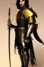 Placeholder: A handsome 30 year old man, black hair, male bob haircut, in black-and-gold plate armor, golden katana in both hands, no beard, european