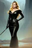 Placeholder: painting of kate winslet as evil queen in black leather gown, feminie, angry, stern look on her face, volouptous, busty, cleavage, emperious, mature, highly detailed, digital painting, artstation, concept art, smooth, sharp focus, illustration, art by gaston bussiere and alphonse mucha