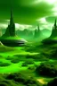 Placeholder: green valley with alien buildings by richard powers