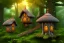 Placeholder: shitake houses with windows in a forest