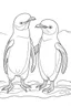 Placeholder: adorable penguins in the icy Antarctic, clean line art, monochrome, for kids coloring book, white background