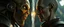 Placeholder: Close-up confrontation between an ancient alien outcast leader synth and a space broker, standing only a meter apart, intense eye contact, glowing crystalline rod between them, anger mixed with sadness, dramatic facial expressions, shallow depth of field, cinematic lighting, stylized 3D anime, airbrush painting, crisp outlines, escher , rembrandt and titian, fallout 4
