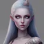 Placeholder: ice queen blue eyes long blond hair smiling face long dress in elden ring realistic