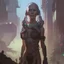Placeholder: cyberpunk saggy granny woman, abandoned sci-fi town, future, sci-fi