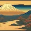 Placeholder: Ukiyo-e Style , mount fuji, sun