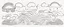Placeholder: a series spaced curved and looping horizontal lines with paths inspired by clouds bubbles and flowers, cloud topography, whimsical cute, kawaii, black lines on white, vector lines