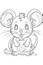 Placeholder: outline art for cute baby mouse coloring page for kids, white background, sketch style, full body, only use outline, cartoon style, clean line art, no shadows, clear and well outlined