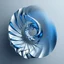 Placeholder: 2d structures recursive made of a metallic random color ribon fractat of and geometry objects ,blue gray tema background