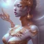 Placeholder: sango fantasy, fantasy magic, intricate, sharp focus, illustration, highly detailed, digital painting, concept art, matte, artgerm and paul lewin and kehinde wiley, masterpiece sexy lips Asian lady body Papu New Guina turquoise space lady space sun galaxy