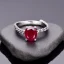 Placeholder: ruby ring with braided tungsten and titanium, braided band, men's jewellery