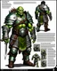 Placeholder: tabletop RPG ORC MALE WARRIOR IN STEEL ARMOR Evil rpg art no background green