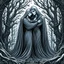 Placeholder: The ice queen's embrace, by Dariusz Klimczak and Godmachine, surreal sketch, tarot card aesthetic, cold colors, minimalism, black and white and Midnight blue