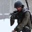 Placeholder: Lone soldier with tawor rifle fighting terrorists in the snow