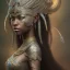 Placeholder: sango fantasy, fantasy magic, intricate, sharp focus, illustration, highly detailed, digital painting, concept art, matte, masterpiece head sexy Indonisian beauty black afro hair earth lady silver tiger head Egyptian princess pyramid