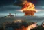 Placeholder: Jesus, background of a nuclear explosion, photorealistic illustration, 8k