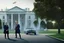 Placeholder: realistic Harry Potter and Dumbledore standing in front of white house