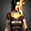 Placeholder: black hair lady hunter short top with fire