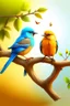 Placeholder: generate an image of couple bird sitting on the branch of tree with real views