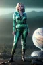 Placeholder: Ultra Realistic retro sci-fi 1960 scene, waist up view portrait, blonde woman, sweet young Marilyn Monroe face, perfect iris, tight latex coat, alien planet background, tight style, steel sphere dron levitating, fog, rain, soft color, highly detailed, unreal engine 5, ray tracing, RTX, lumen lighting, ultra detail, volumetric lighting, 3d, finely drawn, high definition, high resolution.