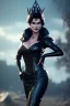 Placeholder: Lisa Ann as evil queen in black leather gown, cleavage, angry, stern look, unreal 5, octane render,cinema4d, dynamic lighting, dramatic lighting, 4k, redshift render, highly detailed, hyper realistic