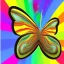 Placeholder: rainbow cartoon butterfly 700 x 700 logo circle, realistic, van Gogh volumetric lighting, game of thrones