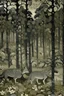 Placeholder: A gray shadowy woodland with smoky wolves designed in medieval tapestry painted by Gustav Klimt