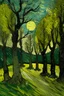Placeholder: de maan schijnt door de bomen Van Gogh