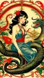 Placeholder: Betty page art from japanese style 1900 traditional dragon