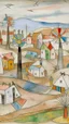 Placeholder: A white village with windmills painted by Paul Klee