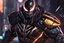 Placeholder: Venom Shredder in 8k solo leveling shadow artstyle, doomfist them, close picture, rain, Shredder helmet, neon lights, intricate details, highly detailed, high details, detailed portrait, masterpiece,ultra detailed, ultra quality